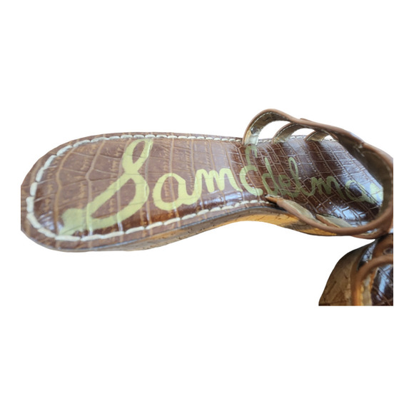 Sam Edelman Regis Slide Sandal brown cork wedge womens sz 9 leather upper - Picture 6 of 15